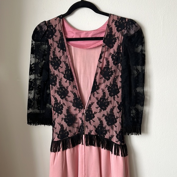 VINTAGE MIDI DRESS BLACK & PINK - Picture 8 of 12
